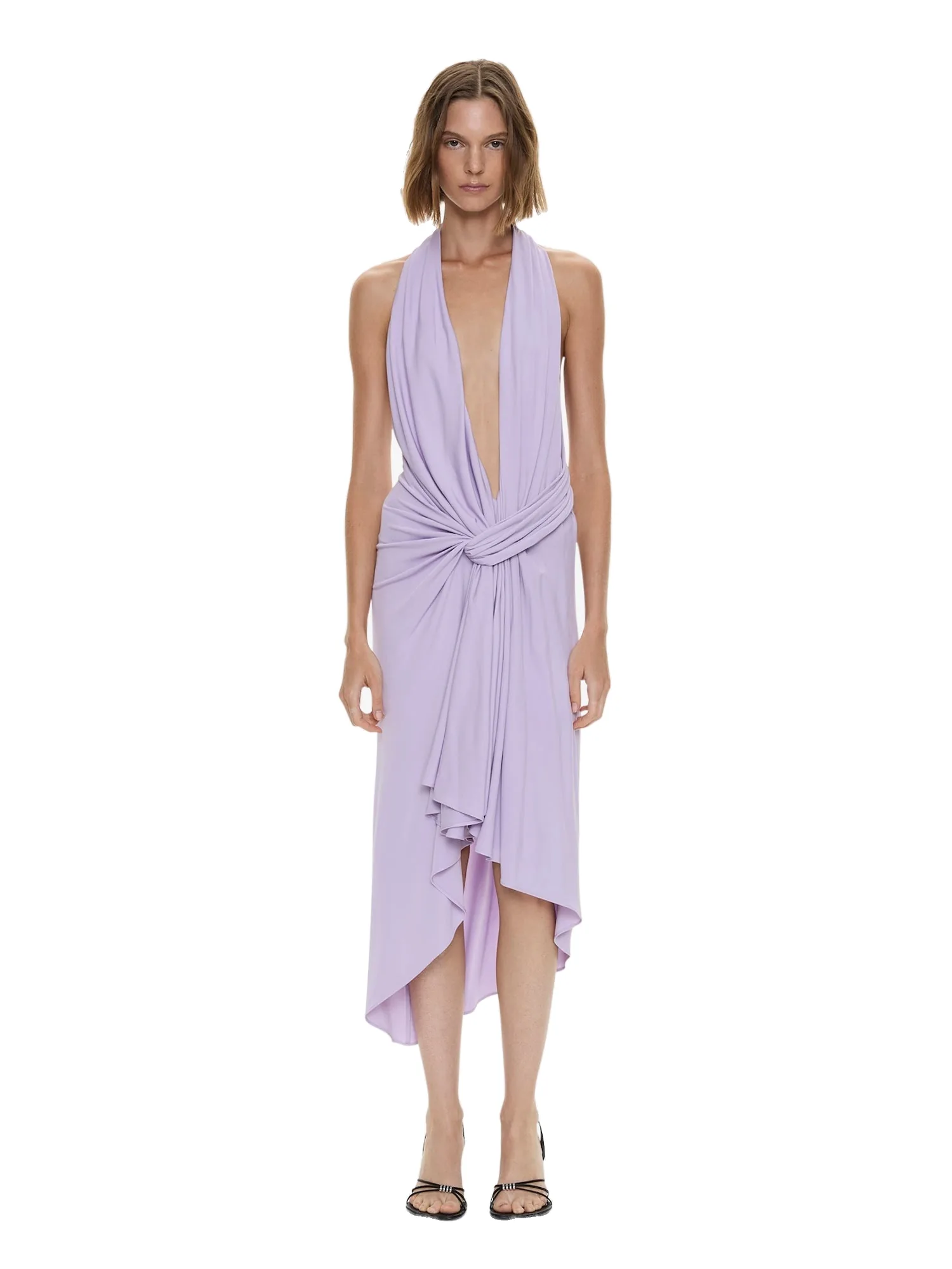 Christopher Esber Spire Cascade Midi Dress in Lilac
