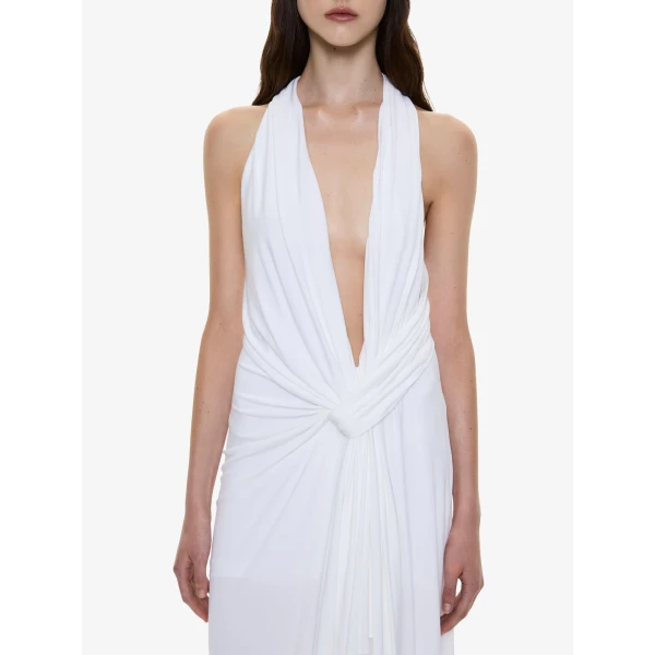 Christopher Esber Spire Cascade Midi Dress in White, view 2