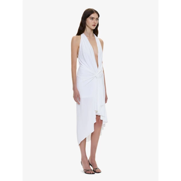 Christopher Esber Spire Cascade Midi Dress in White, view 3