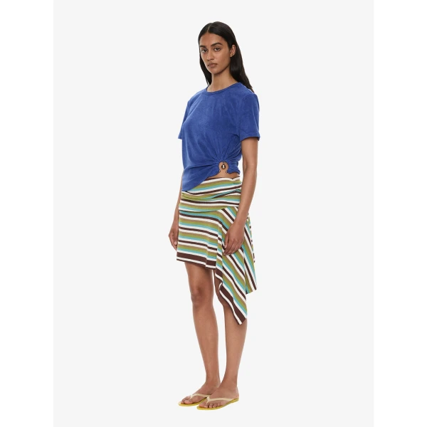 Christopher Esber Stripe Knit Extension Drape Mini Skirt in Vert Stripe, view 2