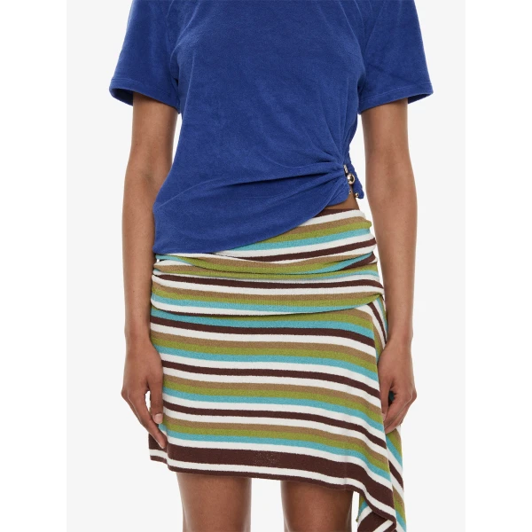 Christopher Esber Stripe Knit Extension Drape Mini Skirt in Vert Stripe, view 3
