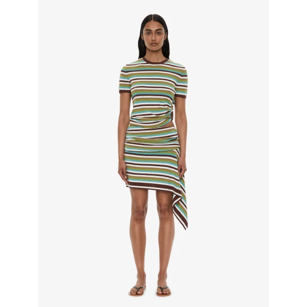 Christopher Esber Stripe Knit Orbit Tee in Vert Stripe, view 6