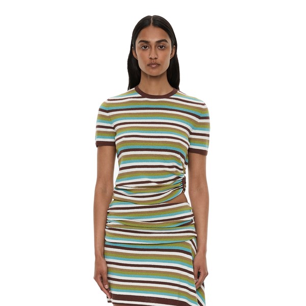 Christopher Esber Stripe Knit Orbit Tee in Vert Stripe