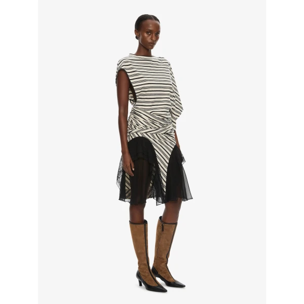 Christopher Esber Striped Jersey Panelled Tee Dress in Black White, view 2