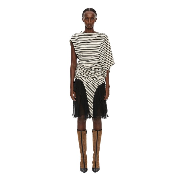 Christopher Esber Striped Jersey Panelled Tee Dress in Black White