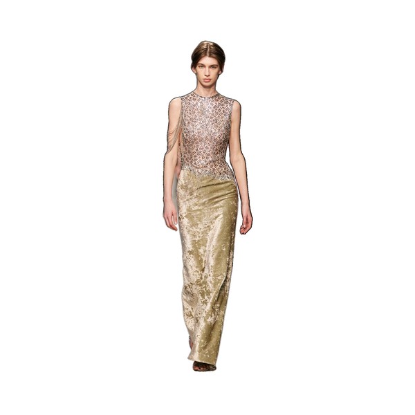 Christopher Esber Swept Chain Lace Velvet Column Gown in Chromic Velvet