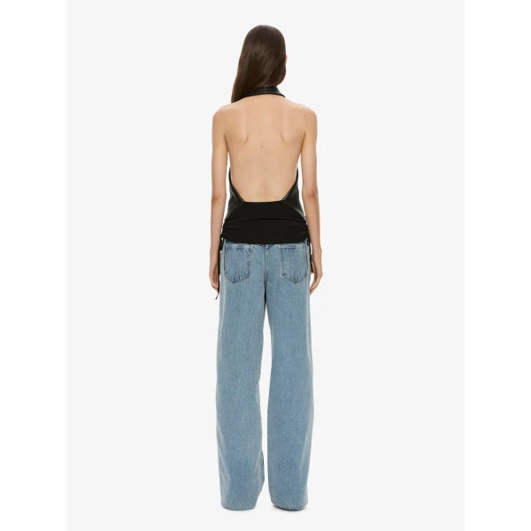 Christopher Esber Tailored Slope Leather Halter Top in Black, view 5