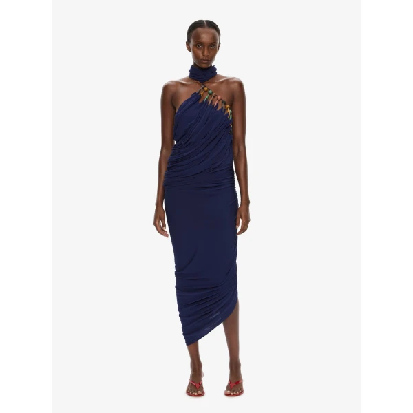 Christopher Esber Tropique Droplet Halter Dress in Ink, view 2