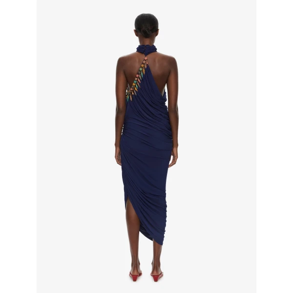 Christopher Esber Tropique Droplet Halter Dress in Ink, view 4