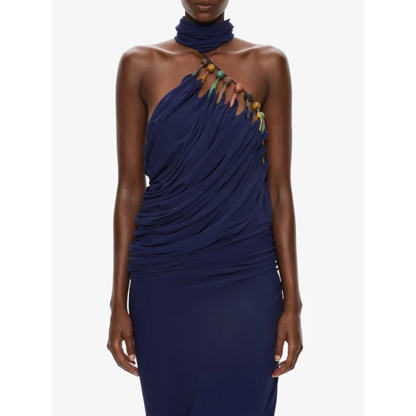 Christopher Esber Tropique Droplet Halter Dress in Ink, view 5