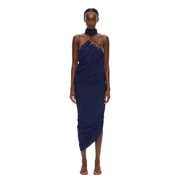 Christopher Esber Tropique Droplet Halter Dress in Ink