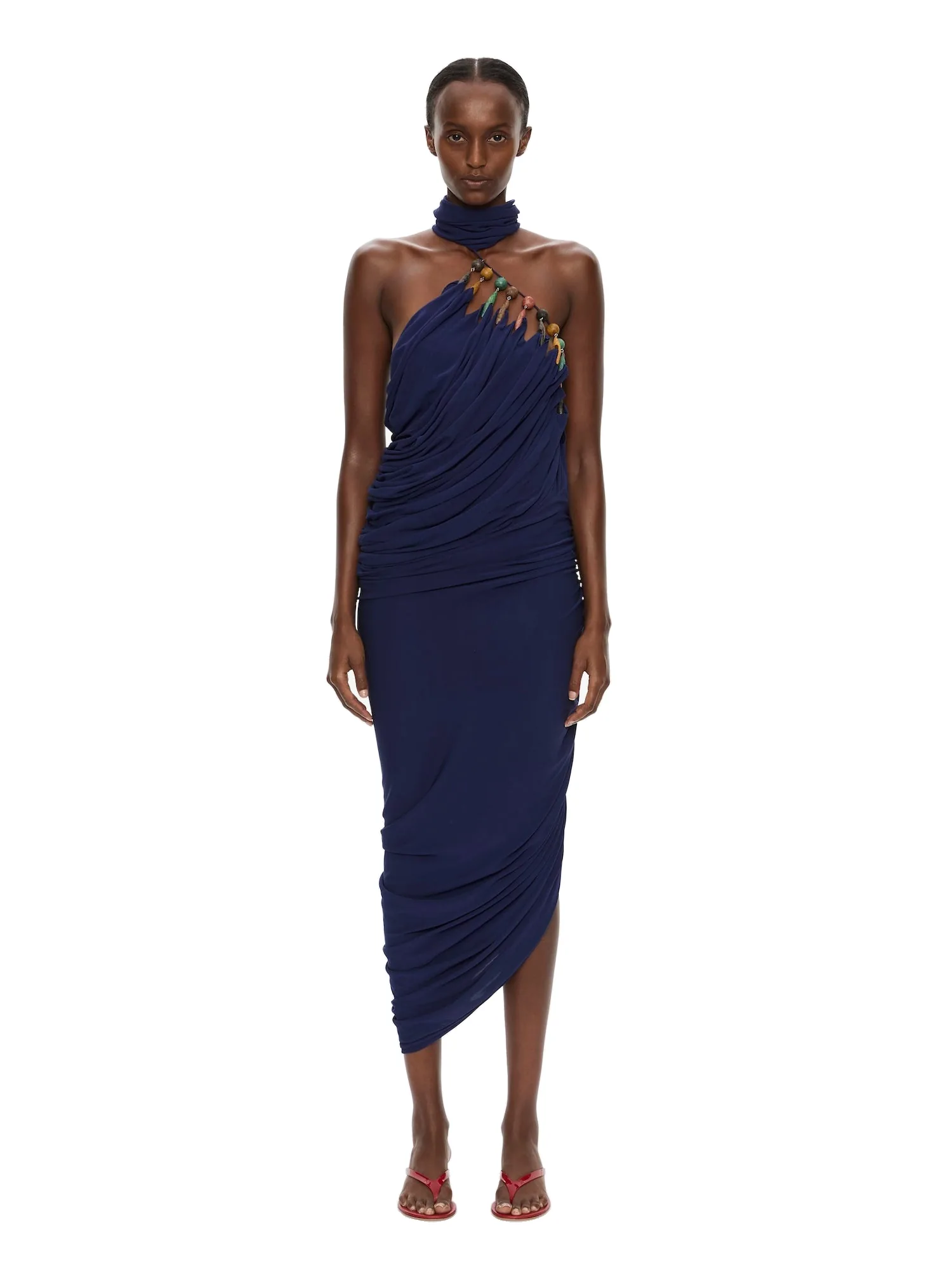 Christopher Esber Tropique Droplet Halter Dress in Ink