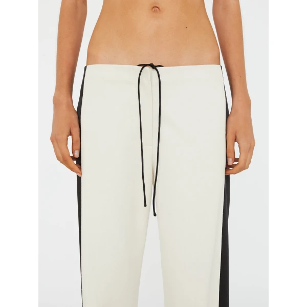 Christopher Esber Tuxedo Contrast Silk Trouser in White Black, view 3