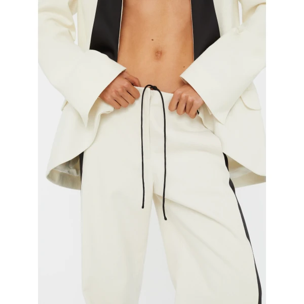 Christopher Esber Tuxedo Contrast Silk Trouser in White Black, view 5