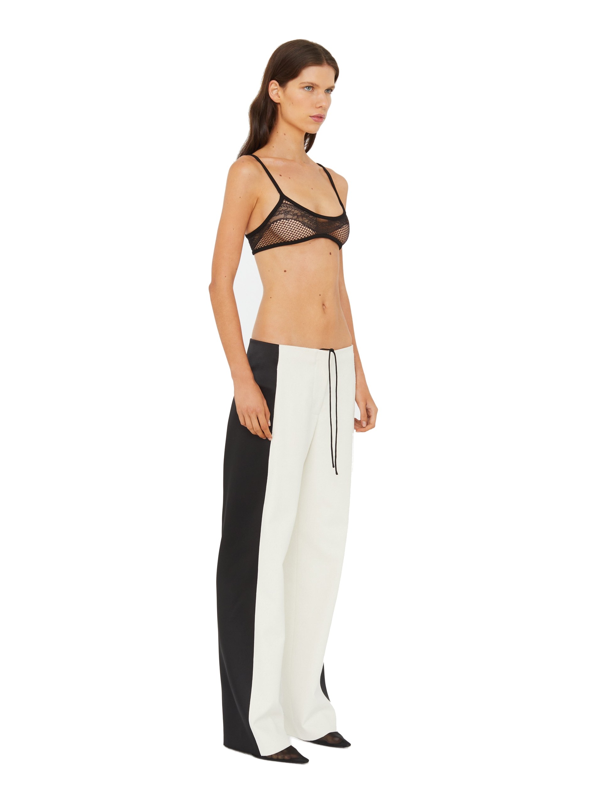 Christopher Esber Tuxedo Contrast Silk Trouser in White Black