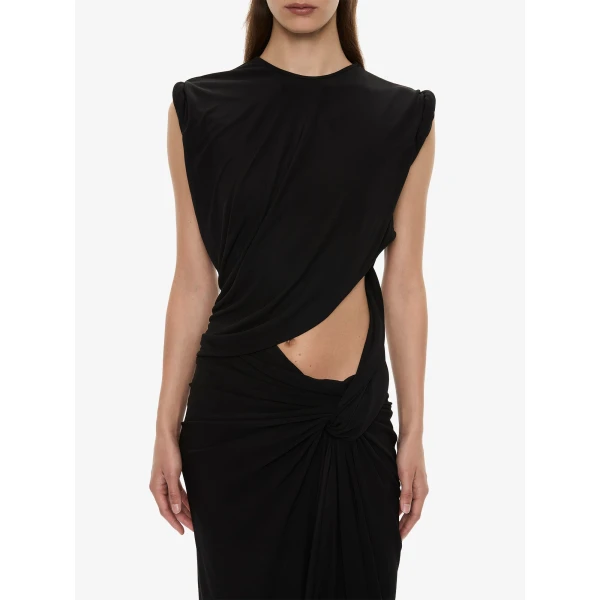 Christopher Esber Twisted Lever Rolled Up Tee Dress in Black, view 2