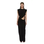 Christopher Esber Twisted Lever Rolled Up Tee Dress in Black