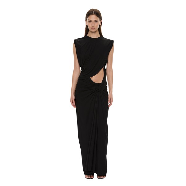 Christopher Esber Twisted Lever Rolled Up Tee Dress in Black