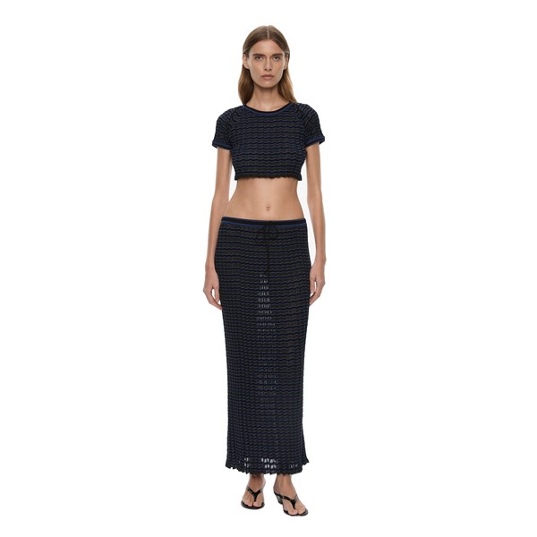 Christopher Esber Verano Stripe Skirt in Black Ultra Blue