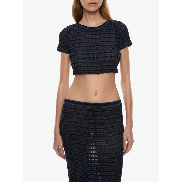 Christopher Esber Verano Stripe Tee in Black Ultra Blue Top, view 2