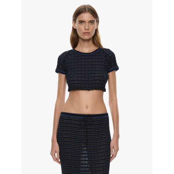 Christopher Esber Verano Stripe Tee in Black Ultra Blue Top, view 6