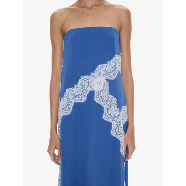 Christopher Esber Verve Lace Strapless Dress in Azurite White, view 2