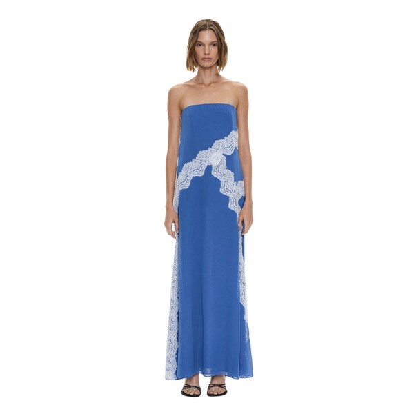 Christopher Esber Verve Lace Strapless Dress in Azurite White