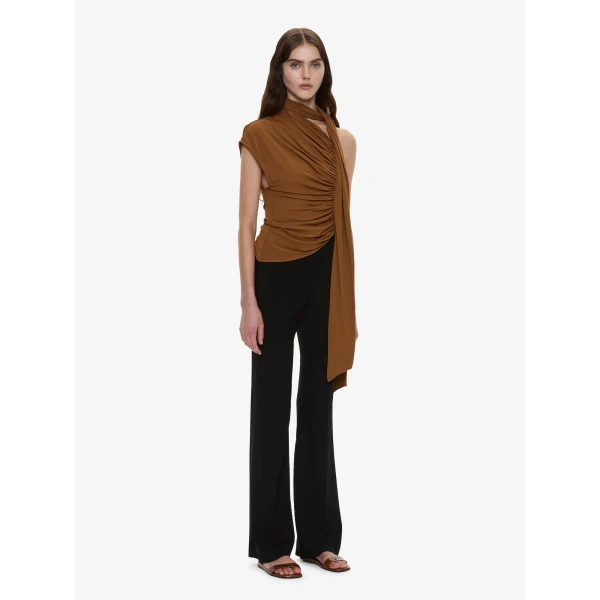 Christopher Esber Vienna Jersey Scarf Top in Cognac, view 3