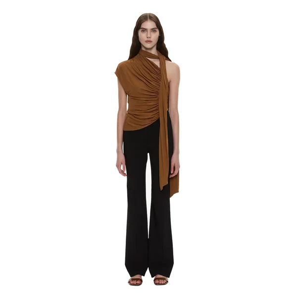 Christopher Esber Vienna Jersey Scarf Top in Cognac