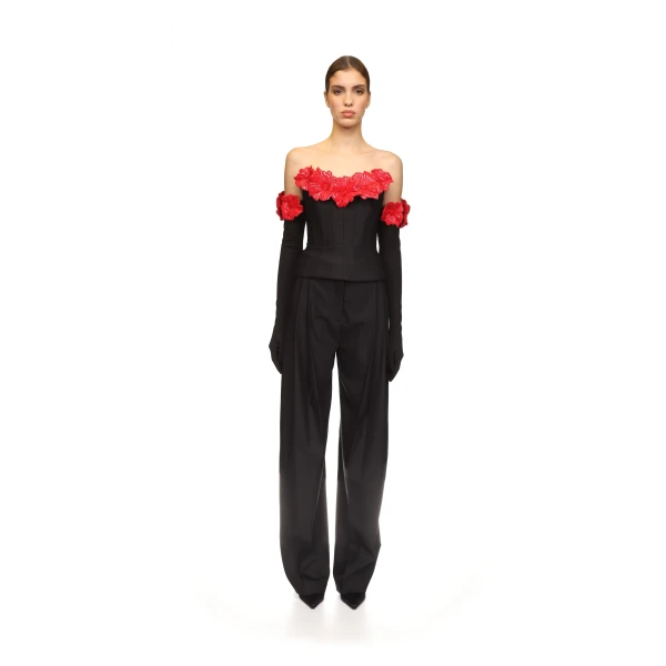 David Koma 3D Flower Corset Top, view 2