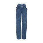 David Koma 3D Flower Jeans In Indigo