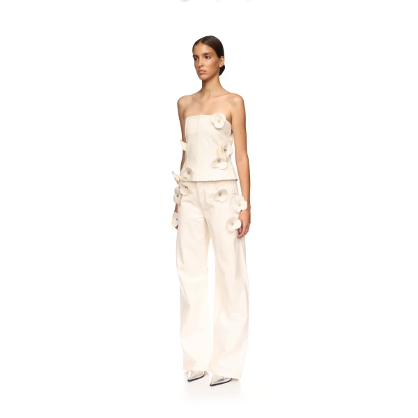 David Koma 3D Flower Jeans In Indigo, view 3