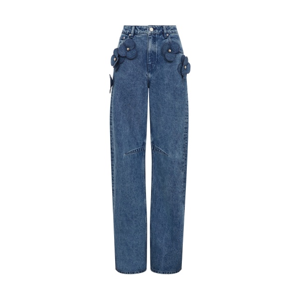 David Koma 3D Flower Jeans In Indigo