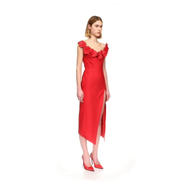 David Koma 3D Flower Midi Dress With Open Leg, view 4
