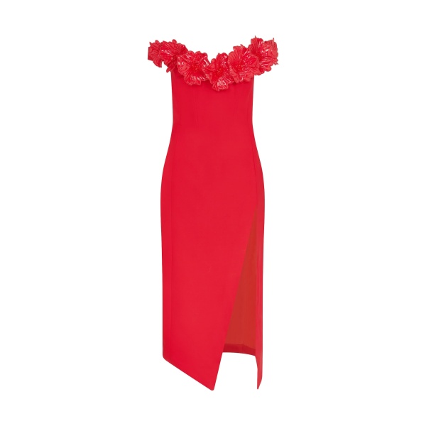David Koma 3D Flower Midi Dress With Open Leg