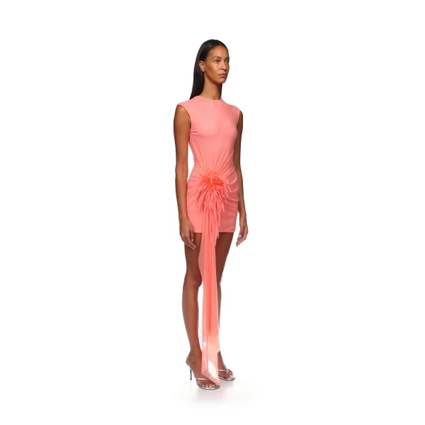 David Koma Cactus Dahlia And Drape Mini Dress In Black, view 4