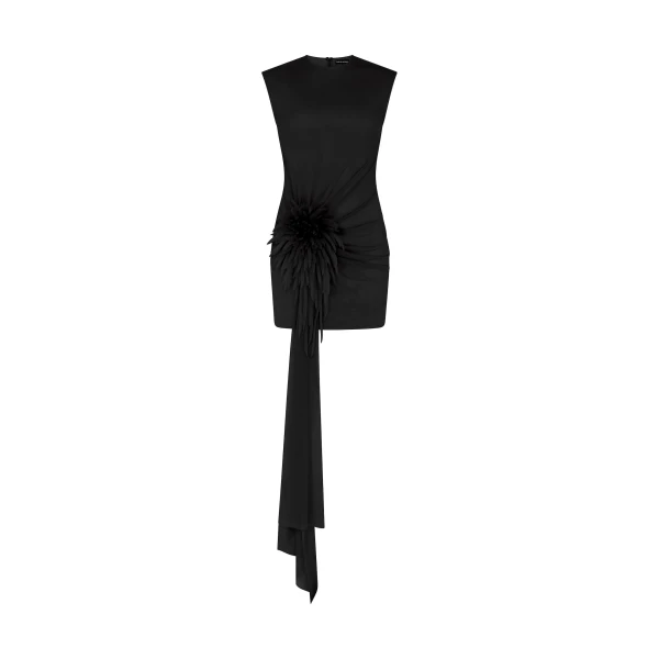 David Koma Cactus Dahlia And Drape Mini Dress In Black