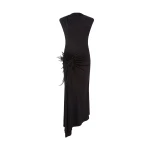 David Koma Cactus Dahlia Detail Draped Midi Dress In Black