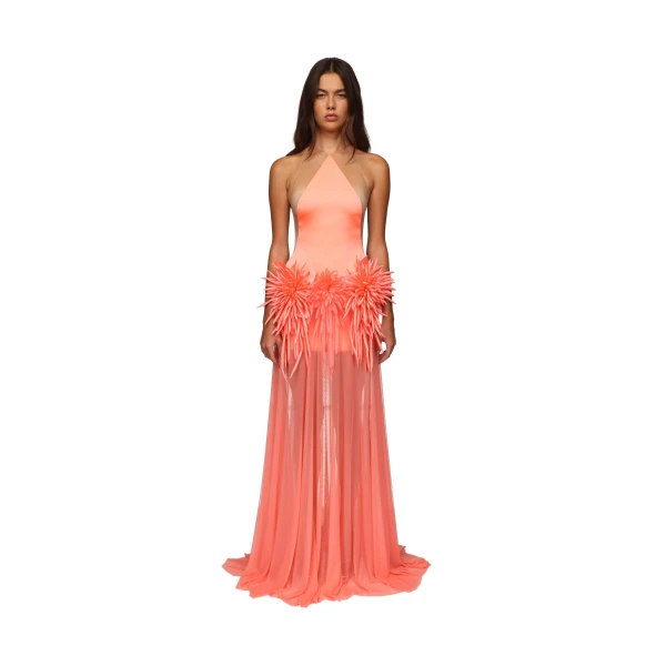 David Koma Cactus Dahlia Detail Gown, view 2