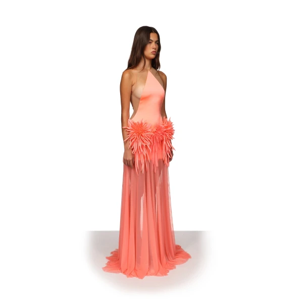 David Koma Cactus Dahlia Detail Gown, view 4