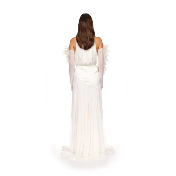 David Koma Cactus Dahlia Detail Halter Gown, view 5