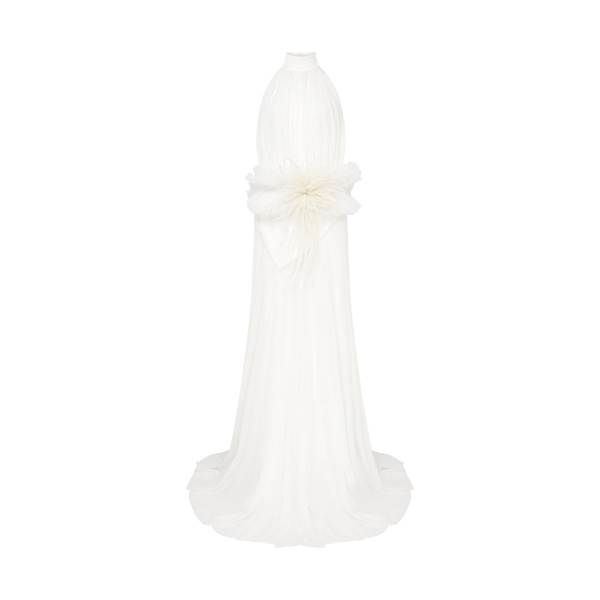 David Koma Cactus Dahlia Detail Halter Gown