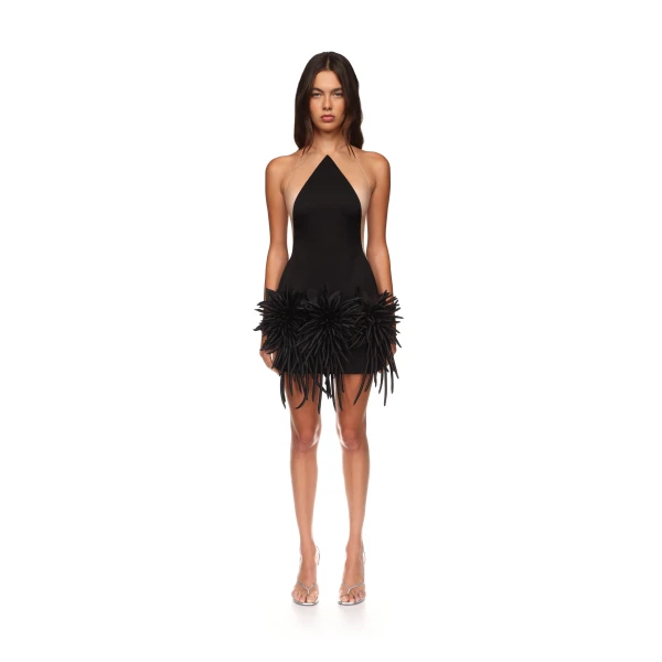 David Koma Cactus Dahlia Detail Halter Mini Dress, view 2