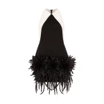 David Koma Cactus Dahlia Detail Halter Mini Dress