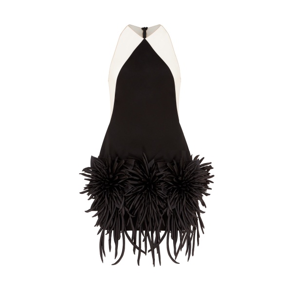 David Koma Cactus Dahlia Detail Halter Mini Dress