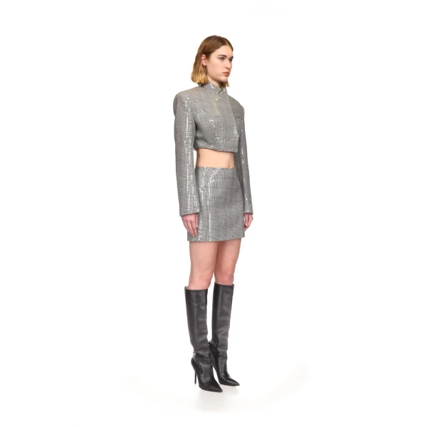 David Koma Checked Sequined Mini Skirt, view 4