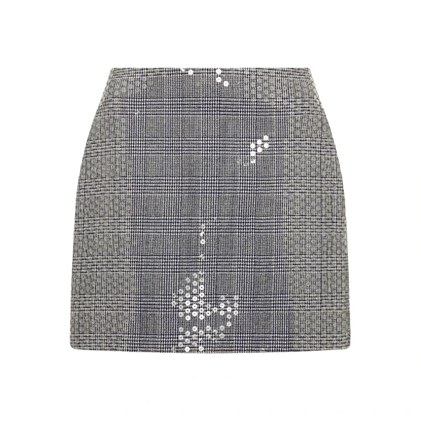Checked Sequined Mini Skirt