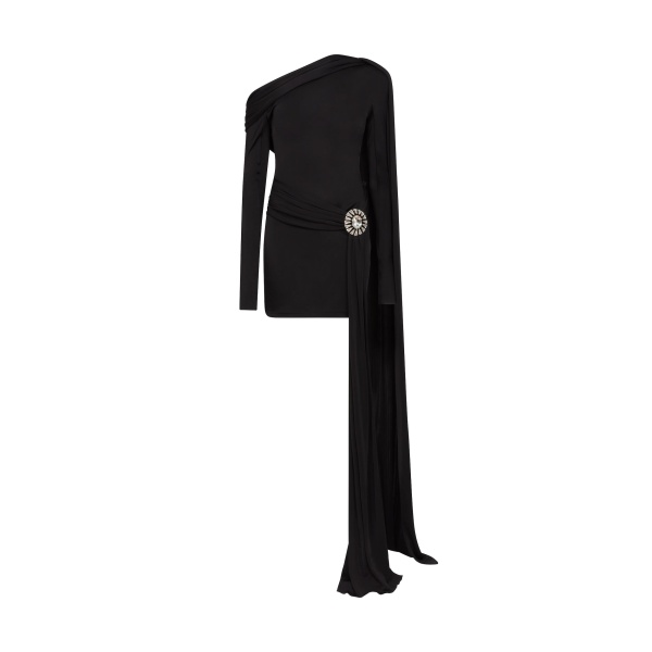 David Koma Crystal Brooch And One Shoulder Mini Dress