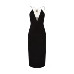 David Koma Crystal Flower Necklace Midi Dress