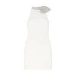 David Koma Crystal Leaf And Halter Mini Dress